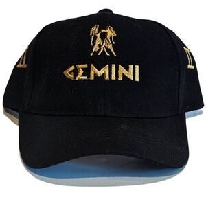Gold & Black Gemini Zodiac Embroidered Snapback Hat | Custom Made | New With Tag